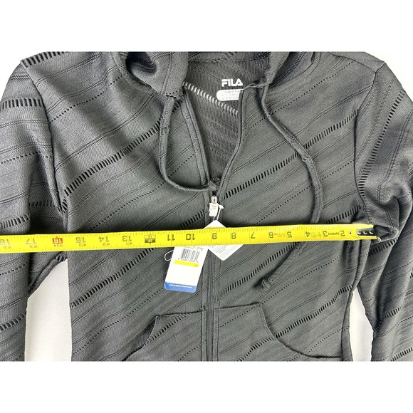 Fila Women's M Long Hooded Full Zip Jacket Black Beach Cover Up NEW With Tags - Picture 8 of 11